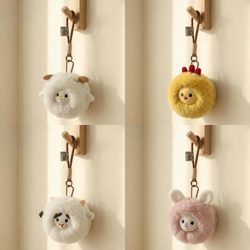 Plush Zodiac Animal Keychain With Soft Polyester Filling For Backpack Or Bag Decor