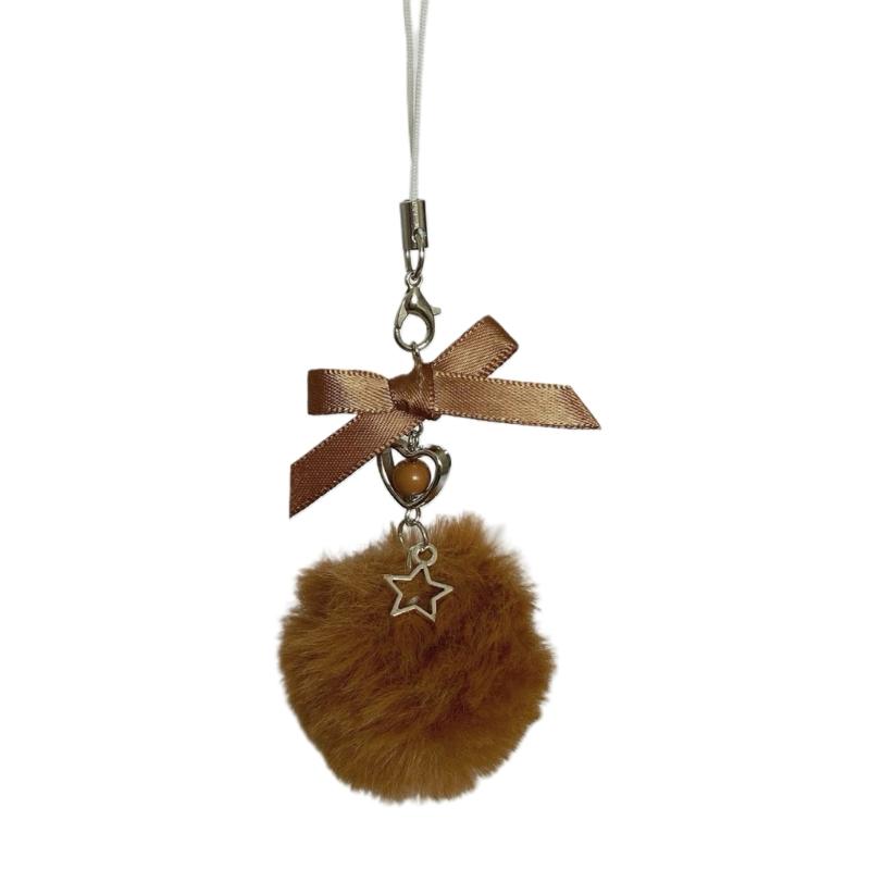 Cute Fluffy Fur Pompom Keychain Soft Faux Rabbit Fur Ball Key Chain Car Key Ring Women Charm Bag Star Pompom Pendant Jewelry