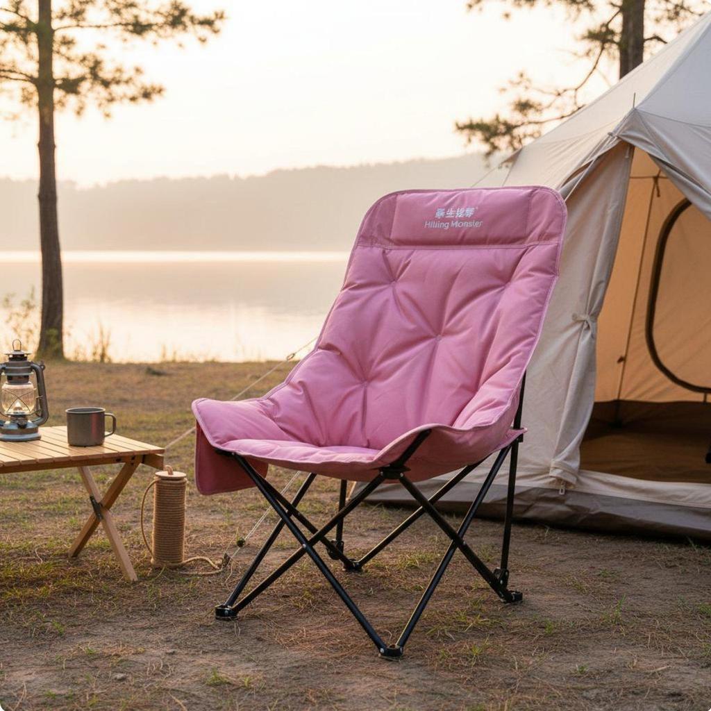 High Back Moon Chair Foldable Padded Folding Camping Stable Structure