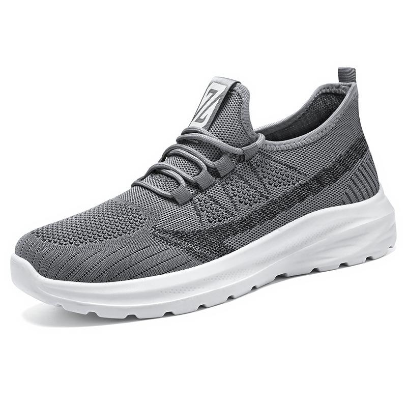 

Мужские одинарные туфли 2025 лето новая шнуровка легкие мужские папа на плоской подошве вязаные туфли сетчатые повседневные спортивные туфли 39