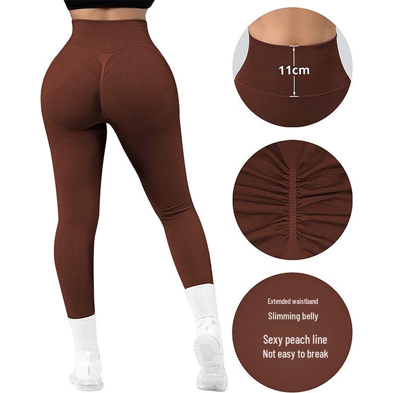 Ribbed High Waist Fitness Yoga Pants - Women's Slimming Tights