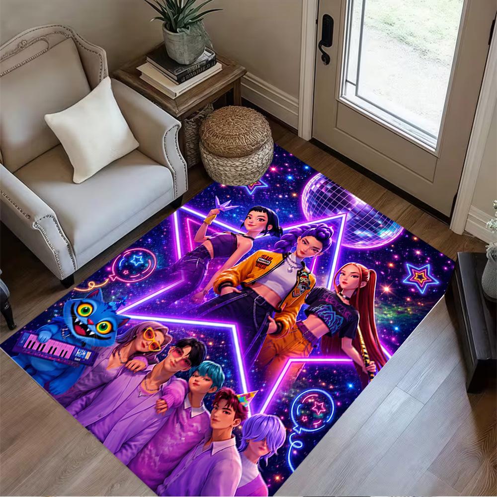 K-pop Fashion Fusion Floor Rug Office Rug Perfect for Dining Room Study room Balcony Living Rooms Anti-slip Rug Anime Office Decor Best for Christmas