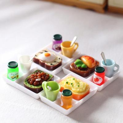 5 Teile/satz Puppenhaus Brot Marmelade Teller Tasse Löffel Für Küche Accessoreis