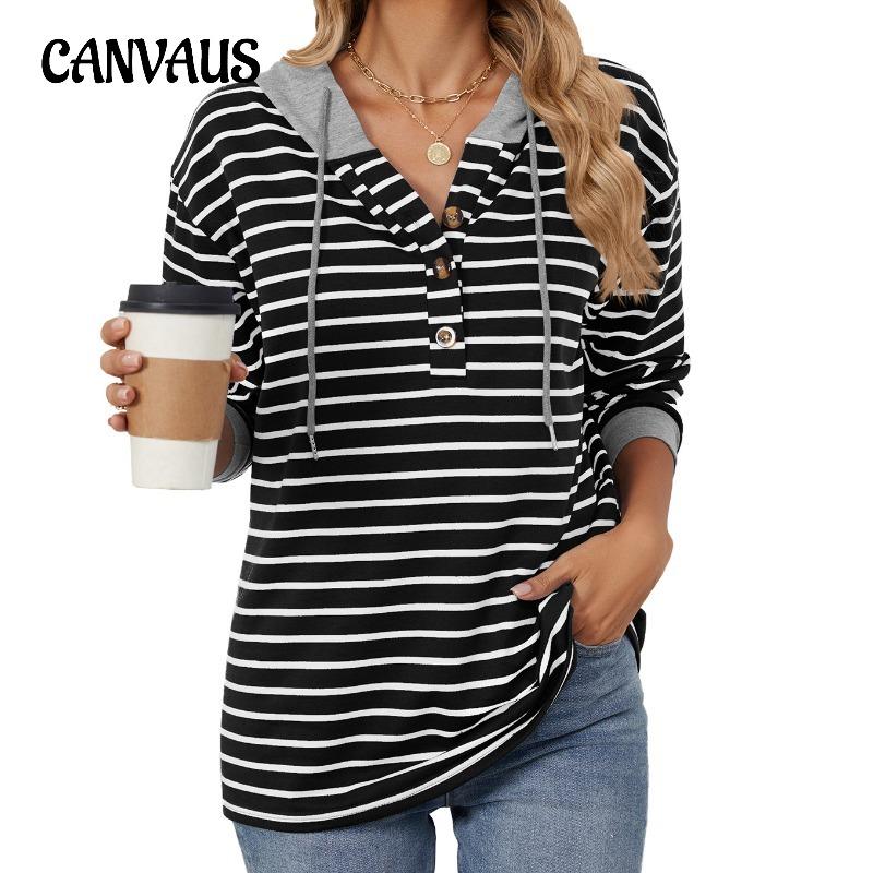 Autumn Women's Striped Clashing Colour Splicing Hooded Long Sleeve Loose Sweatshirt