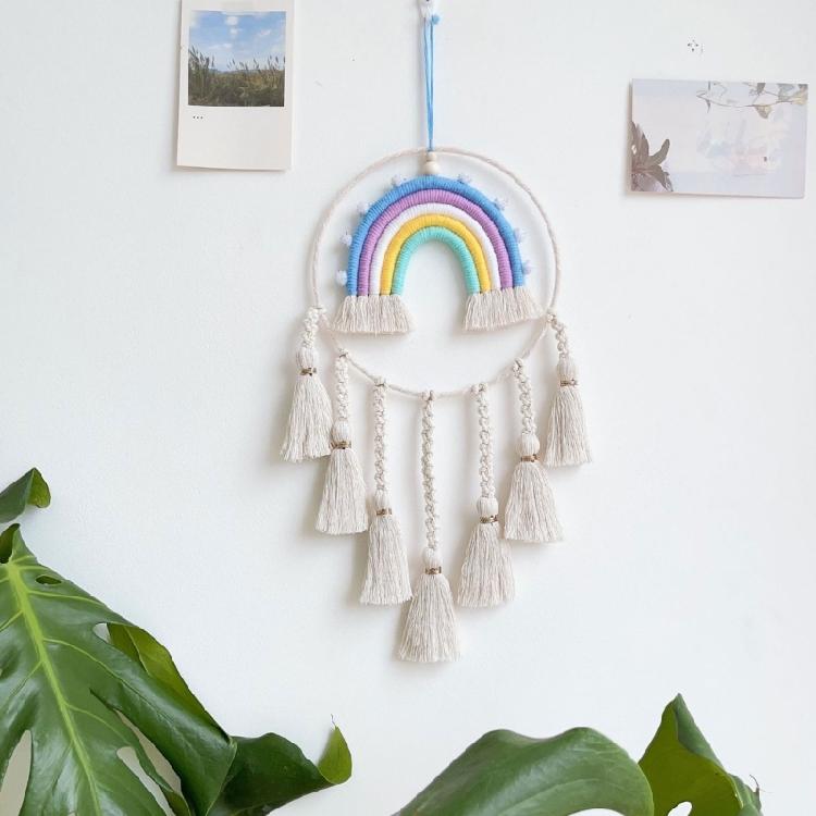 Dormitory Wall Window Handwoven Tassels Sky Rainbow Supplies for Home Office