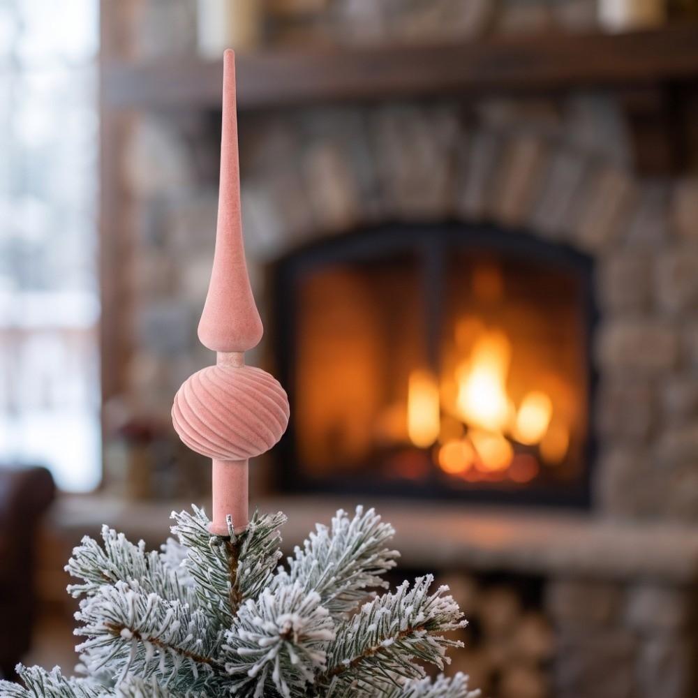 Pointed Top Christmas Tree Topper Star Flocking Christmas Tree Ornaments  New Year Decor