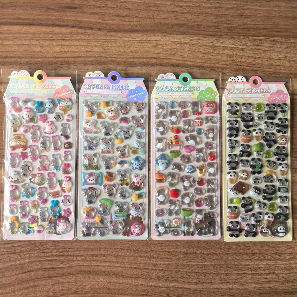 4 Pcs 3D Embossed Crystal Animal Stickers Decorative Decals for Backpacks Pencil Cases Kids’ Toys BulingBulingStickers Store