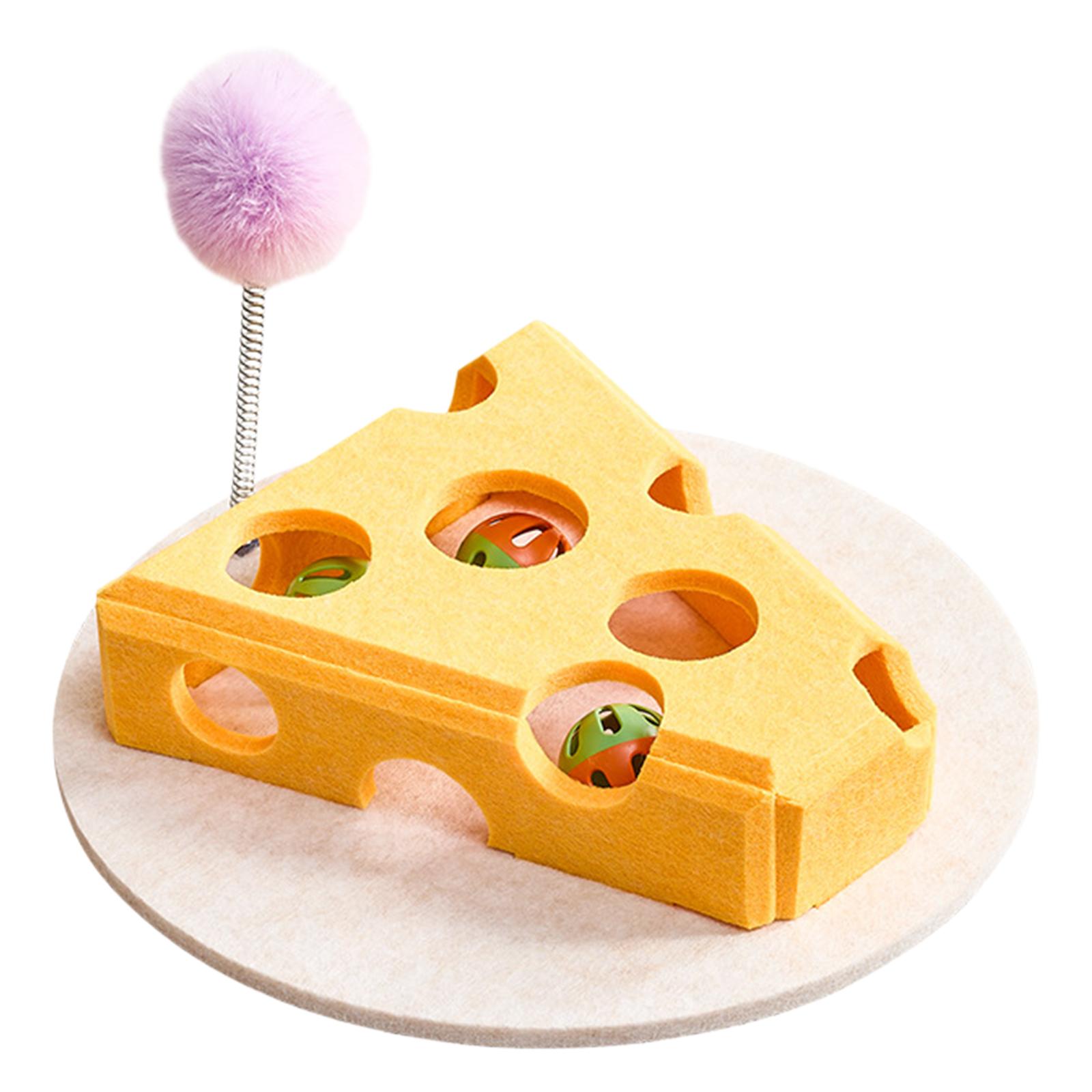 

Interactive Cat Toy with Bell Balls & Teaser Stick Cheese-Shaped Maze Toy Felt Tunnel Self-Entertaining Toys Gift for Pet жёлтый