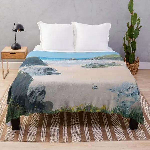 Beach Landscape Sunset Flannel Throw Blanket King Queen Size for Sofa Couch Bed Super Soft Warm Lightweight Good Gift for Teens