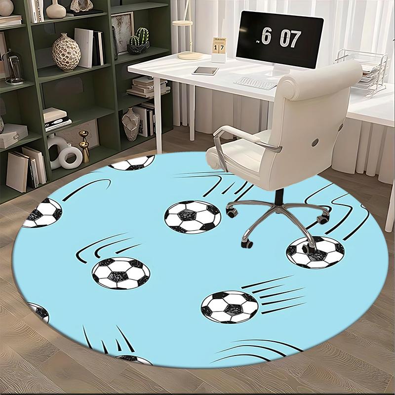 Soccer Ball Office Carpet Chair Mats, Football Patterned Rug for Home Decor, Office Carpet Gift, Suitable for Bedroom, Living Room, Various Rooms1118