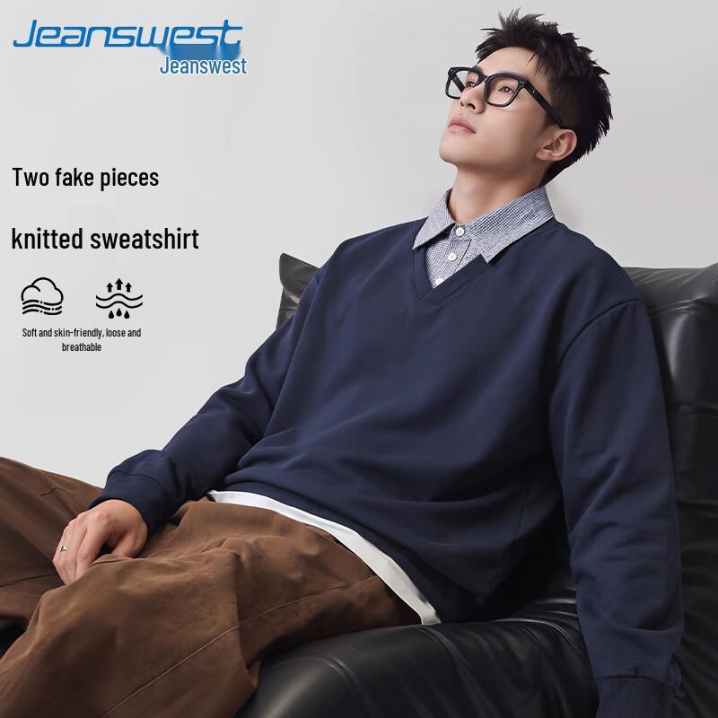 Jeanswest Men's Polo Collar Pullover Sweatshirt