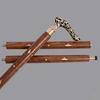 Floral Engraved Brass Handle Walking Cane Detachable 3-Piece Wooden Walking Stick