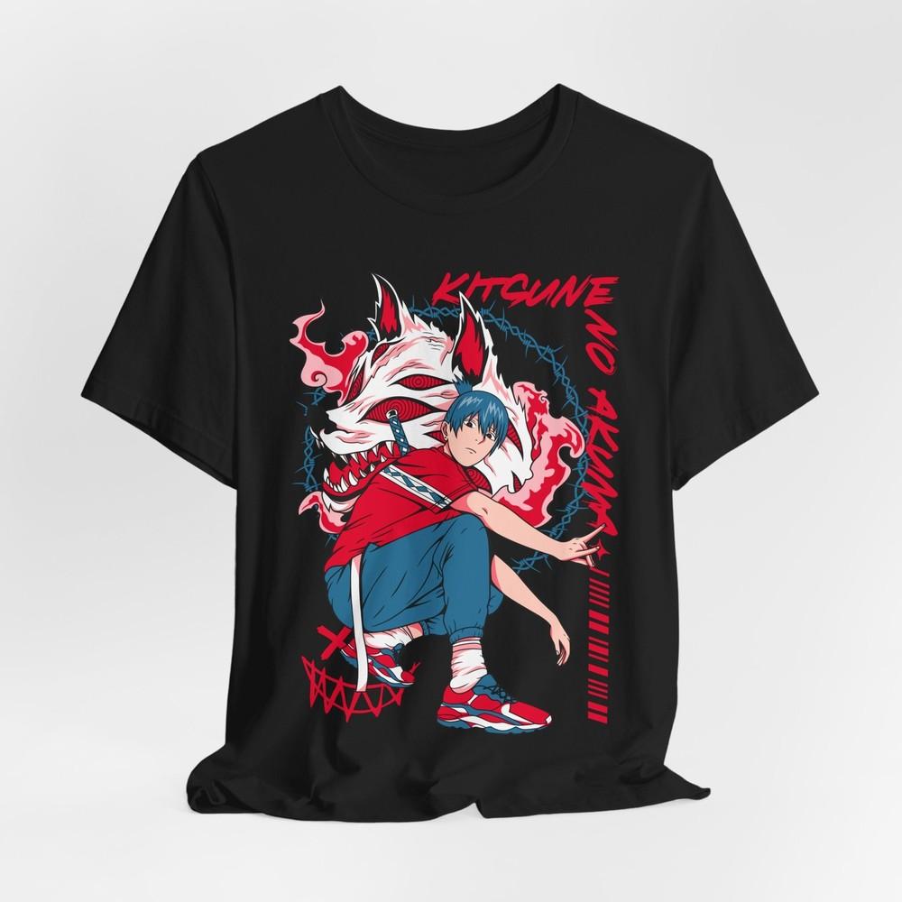 Anime Fox Devil Unisex T-Shirt Tee Tops, Graphic Design Shirt for Men and Women, Japanese