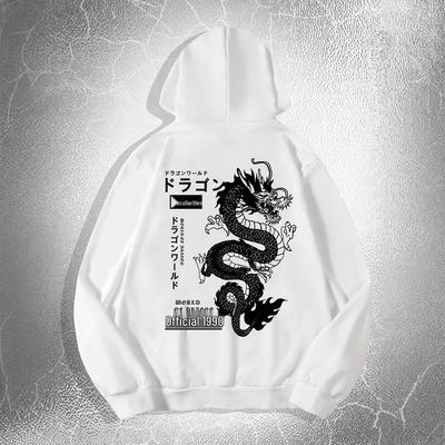 Męska bluza z kapturem DragonPrint, casualowa, ze ściąganym sznurkiem i kieszenią