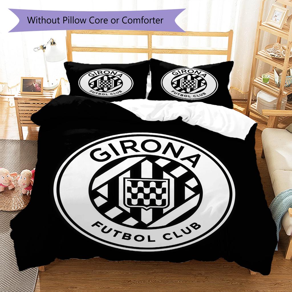 Girona FC Poster Bedding Quilt Set Quilt Cover Pillowcase Home Decoration Birthday Gift (1 * Duvet Cover + 2 * Pillowcase, Without Core)