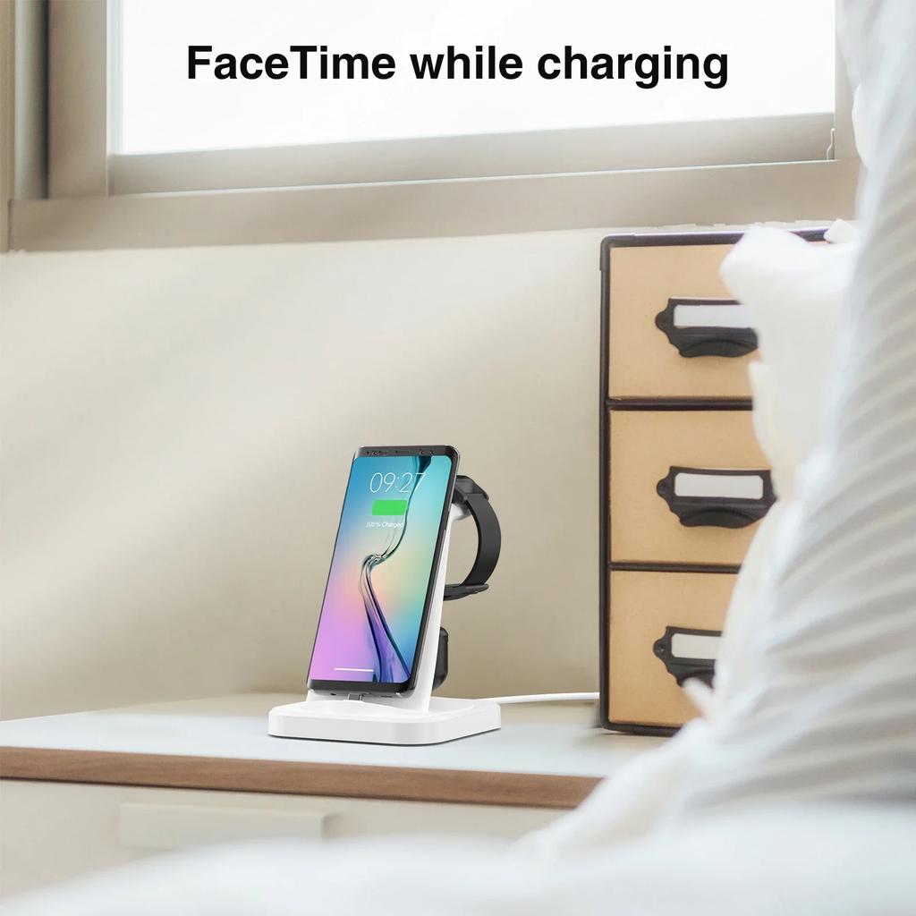 4 In 1 Fast Wireless Charger Wireless Charging Station for Samsung Galaxy Charger With Alarm Clock Watch 6 5 Pro S24 S23 S22 S21