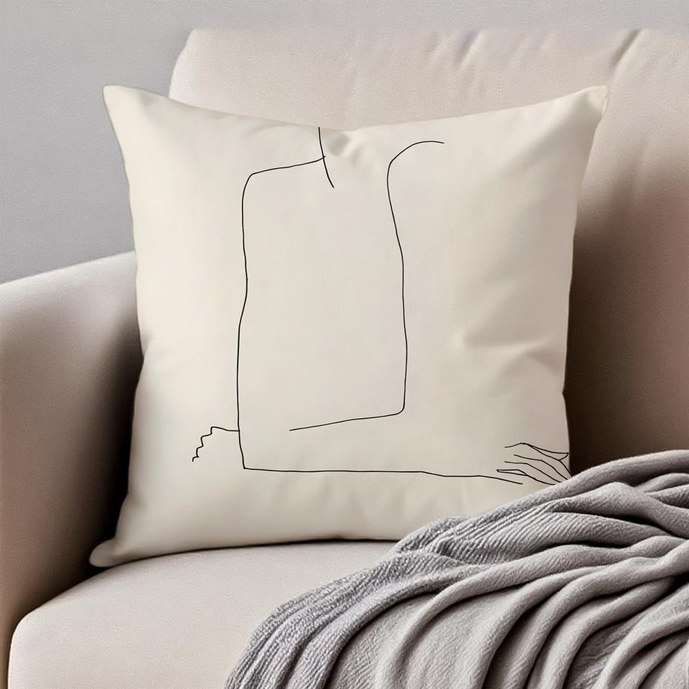 Sexy Sample Line Body Anime Cartoon Cushion Cover Pillowcase Antidustmite Invisible Zipper Short Plush Sofa Cushion