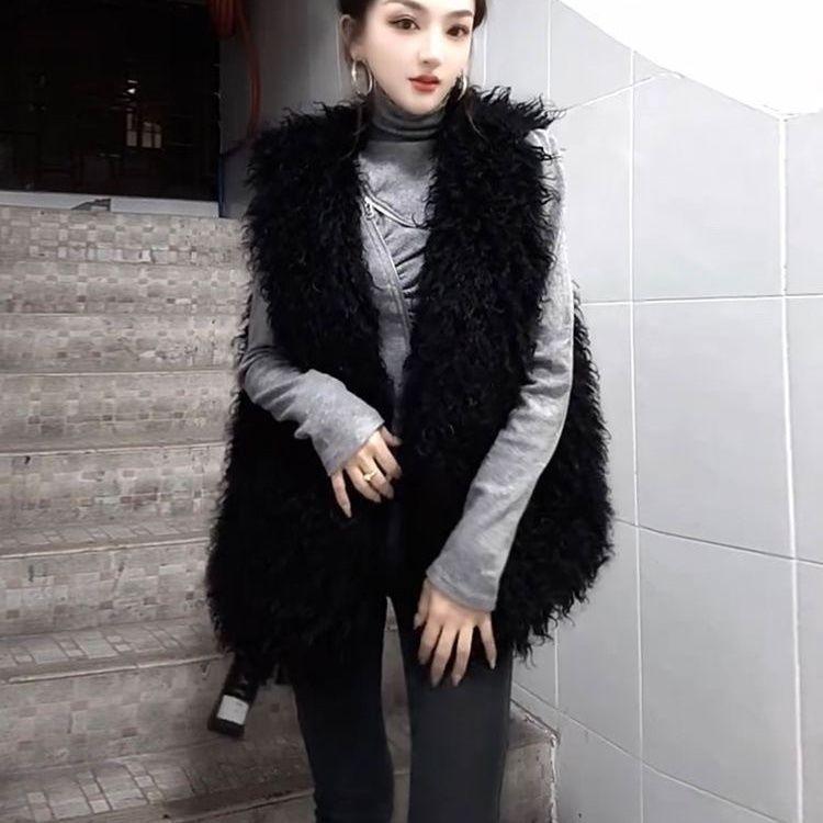 Imitation fur jacket vest new autumn and winter imitation fox fur vest sheep curly hair loose vest