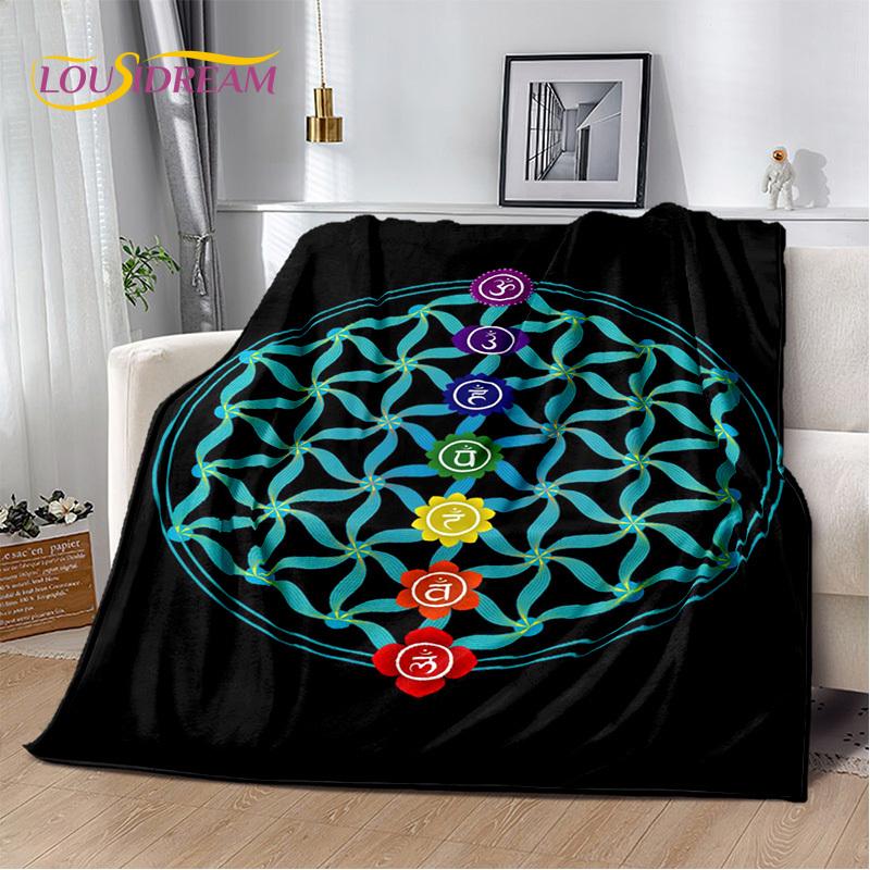 3D Yoga Zen Naturalize Meditation Rainbow 7 Chakra Blanket,Flannel Throw Blanket for Home Bedroom Bed Sofa Picnic Office Hiking