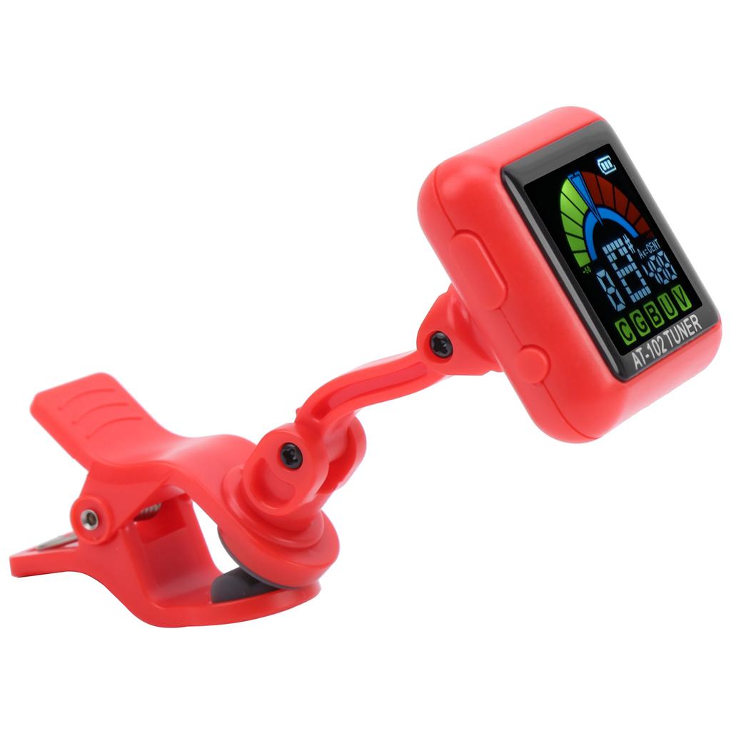   Guitar Clipon Tuner USB Re Able Builtin Battery Violin Ukulele AT102(Red )