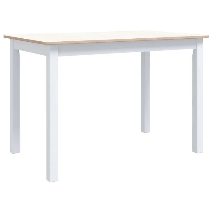 VidaXL Dining Table White and Brown 114x71x75 Cm Solid Hevea Wood