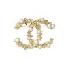 CHANEL Brooches Double C logo perfume bottle four-leaf clover multi-element artificial pearl brooch women's gold