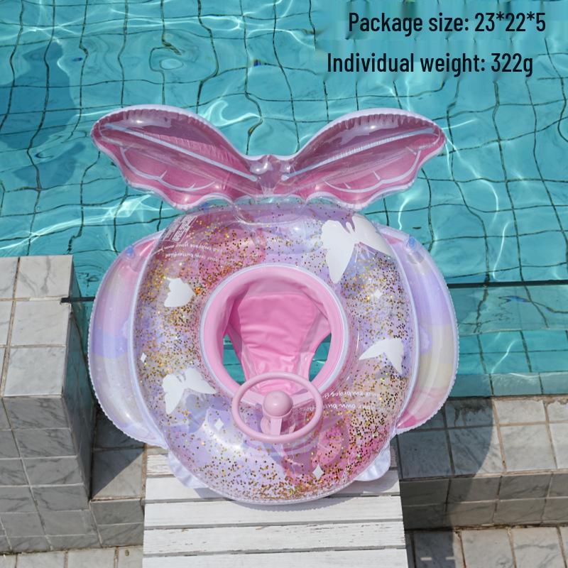 Large Toddler Boat-Themed Swimming Ring with Canopy & Steering Wheel