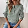 2025 Autumn/Winter Women's Solid Color Button Loose Long Sleeve T-Shirt