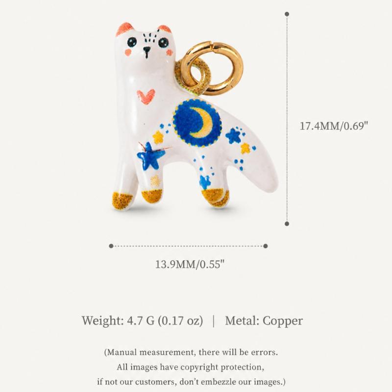 Cartoon Animal Ceramic Pendant Hand Painted Blue White Porcelain Charm Cute Cat Horse Bird Bead For Diy Necklace Jewelry Making