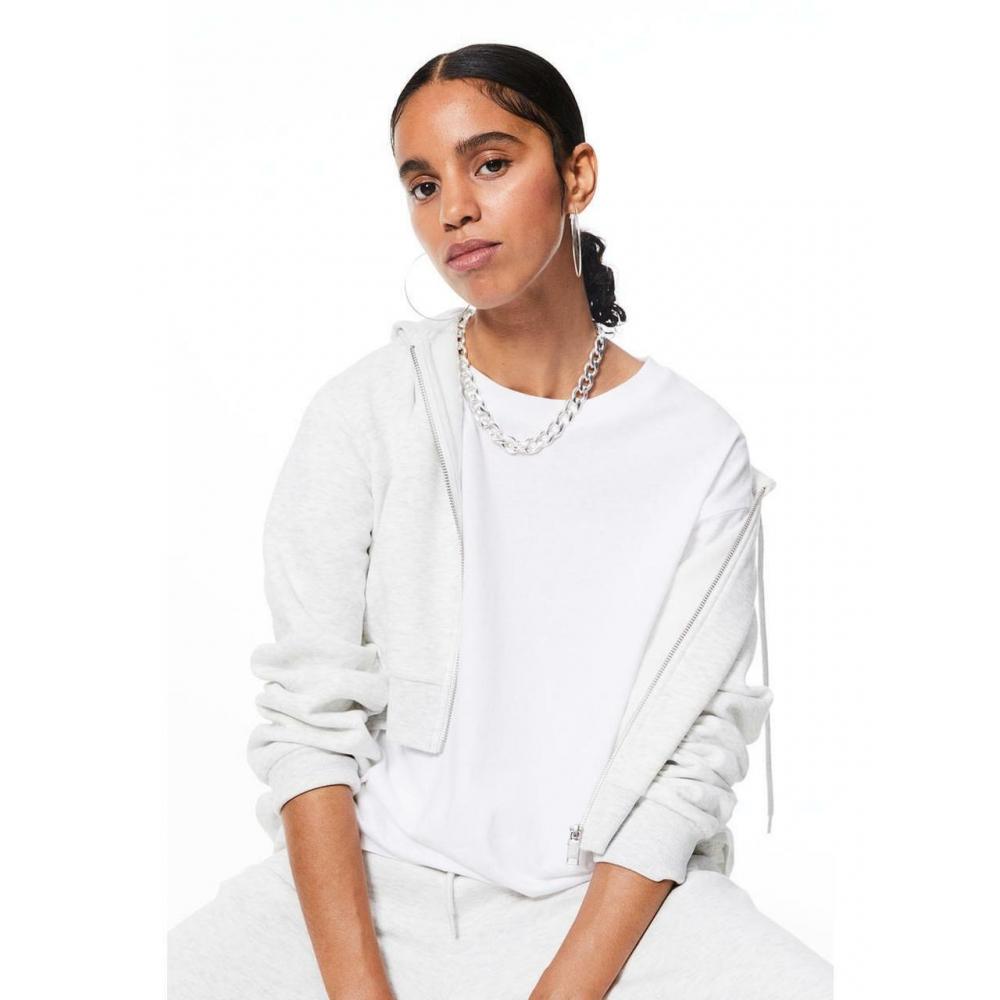 

H&M Укороченная толстовка на молнии Светло-серый меланж 1193900004