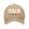 Vintage Black Italia Flag Baseball Cap  New Vintage Washed Cotton Baseball Cap Parent Kids Sun Hats