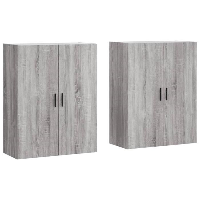 VidaXL Armoires murales 2 pcs sonoma gris 69,5x34x90 cm 3195641