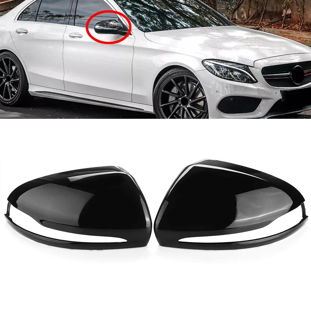 2x Replacement Rearview Side Mirror Cover Cap For MERCEDES C W205 For E W213 For GLC X253 For Left-Hand Drive White Black