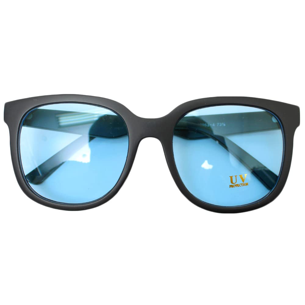 Big Frame Wellington Sunglasses UV Protection Unisex F Black x Blue [One Colors] Men's (4)