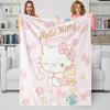 Sanrio Hello Kitty All-Over Print Pink Flannel Blanket Soft Warm Plush Throw Sofa Bed Cover Office Nap Shawl Travel Camping Gift
