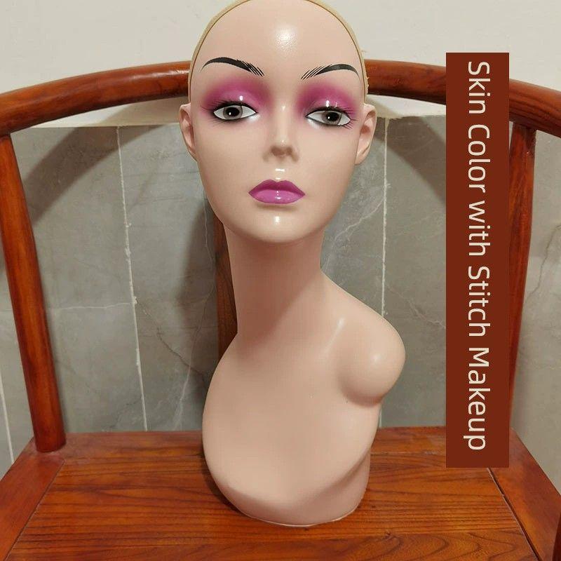 

Косплей Женская Модельная Голова Парик Шляпа Шелковый Шарф Маска Дисплей Голова Манекена Форма Реквизит Голова Манекена Манекен Women Skin Makeup with Stitch