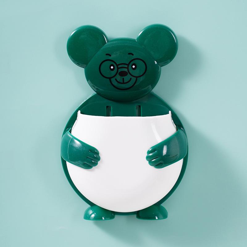 Wall-mounted Bear Storage Box, Bathroom Toothbrush and Toothpaste Draining Rack, Kitchen Storage, Chopstick Basket, Living Room Storage