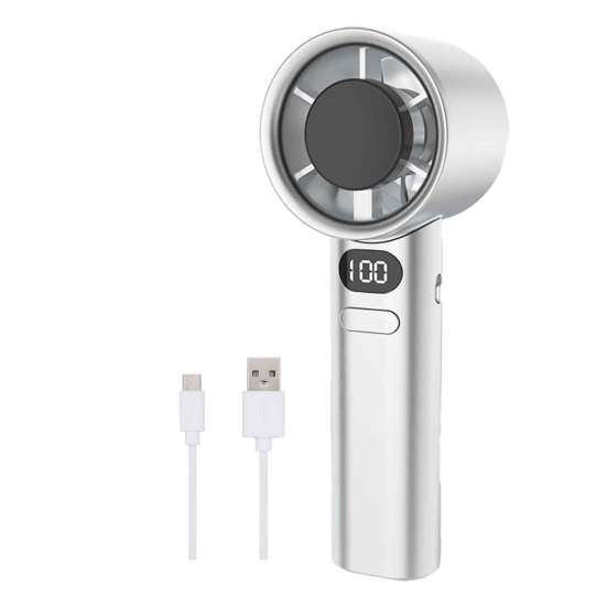 

Ручной вентилятор со 120 скоростями ветра, мощный поток воздуха, цифровой дисплей, низкий уровень шума, компактный портативный персональный охлаждающий вентилятор белый