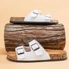 One-word drag male couple cork retro leather half drag female platform soles outdoor wear double button shoes male tide