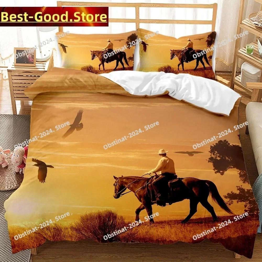 AHSNME Amerikan Batısı Kovboy Yorgan Kılıfı (Vahşi Batı Filmi Teması) Yatak Takımı GunHorseCowboy Yorgan Kılıfı Setleri ropa de cama