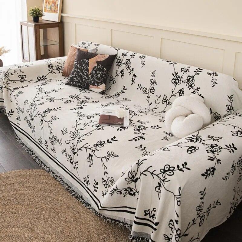 Black White Sofa Cover Sofa Towel Chenille Universal Couch Cover Pet Mat Living Room Sofa Dust Proof Sofa Cushion Cover