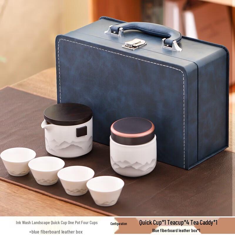 Ink Mountain Portable Ceramic Tea Set