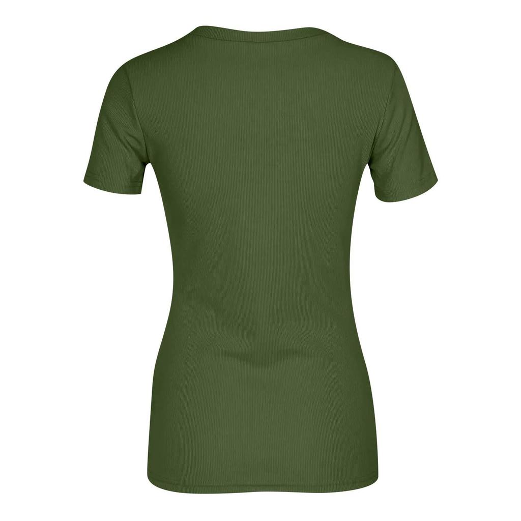 Damen T-Shirt mit schmaler Unterseite, modisch, lässig, einfarbig, Rundhalsausschnitt, Pullover, kurzärmelig
