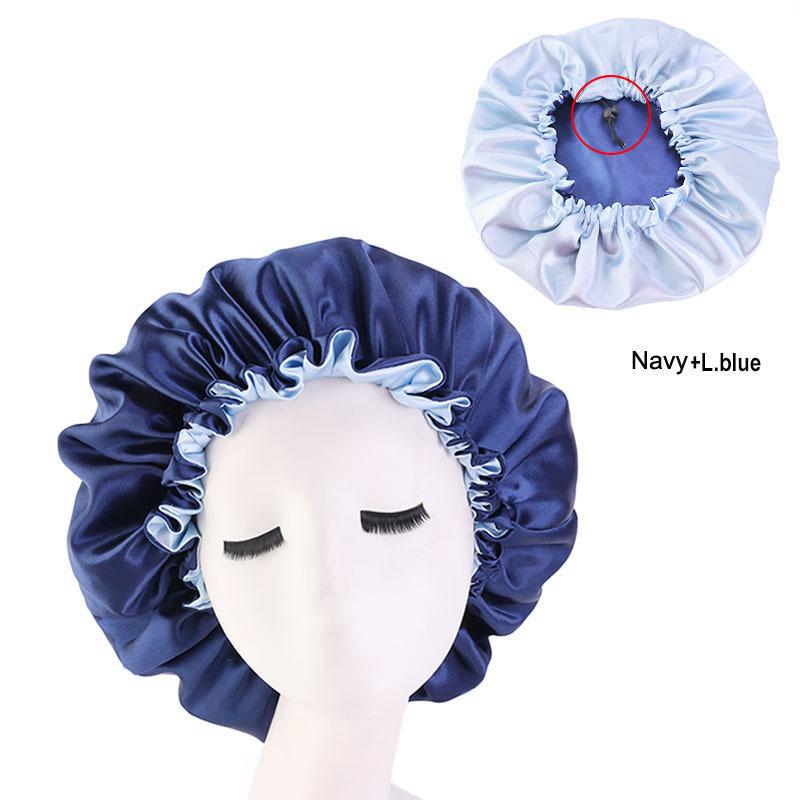 Women Satin Solid Sleeping Hat Night Sleep Cap for Women Shower Caps Waterproof Solid Sleeping Hair Bonnets Adjustable Cap
