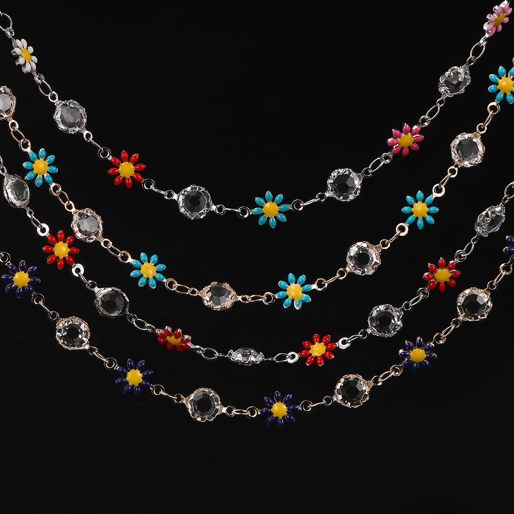 1meter Copper Chains Daisy with Glass Rhinestone Chain Findings for Bracelet Necklace DIY Jewelry Making Accessories