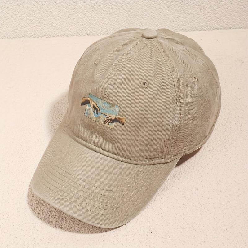 Vintage printed baseball cap, vintage and versatile for both men and women, daily casual and fashionable curved brim hat