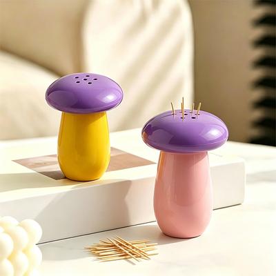 Mushroom Toothpick Dispenser with Dust-proof Lid Home Kitchen Tooth Picks Storage Container Decorative Toothpick Holder Box Jar