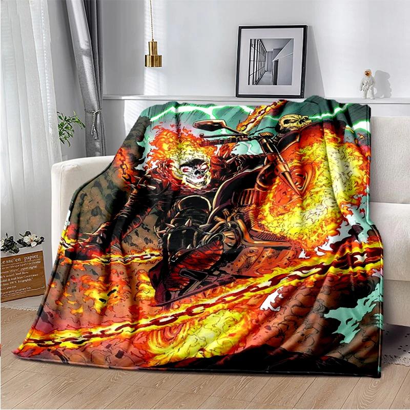 2026 New Marvel Horror Ghost Rider Cartoon Gift Soft Blanket,Soft Throw Blanket for Home Bedroom Bed Sofa Picnic Child Cover Kid