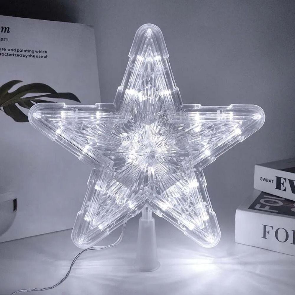 Warm/Colorful/White Light LED Lighted Star Five-pointed Star Xmas Tree Top Ornaments Garden