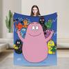 Cute Les Barbapapa Cartoon Flannel Blanket Warm Throw Blanket for Outdoor Travel Novelty Bedspread Sofa Bed Cover